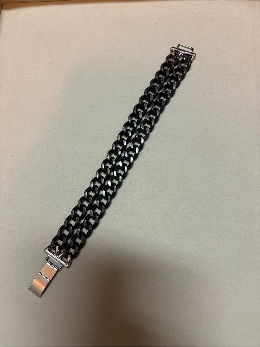 Chunky Black Chain Bracelet with Silver Clasp